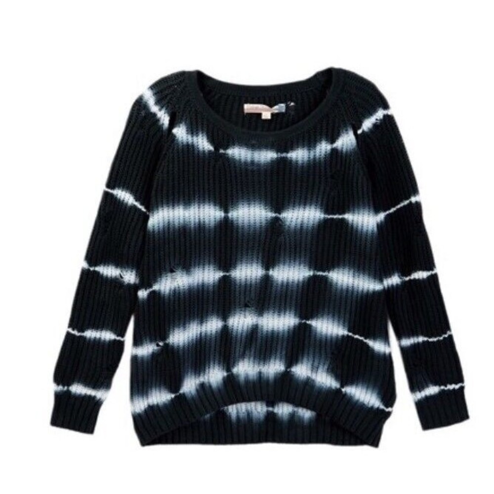 Vintage Havana Open Knit Tie Dye Sweater Big Girls Size M 10 Ivory Charcoal $54